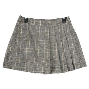Altar'd State Plaid Pleated Mini Skort in Black and Cream